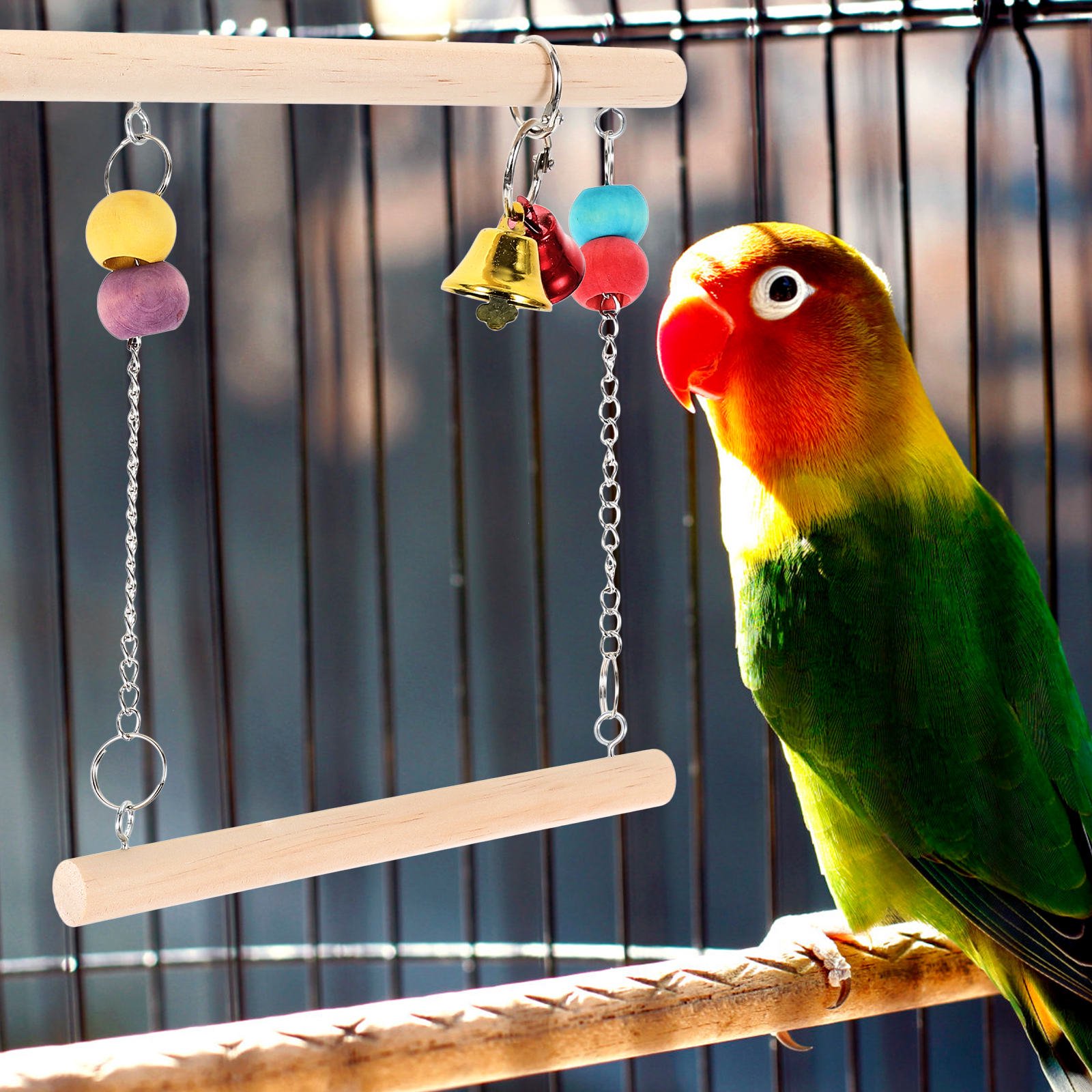 Phenofice Suspending Bird Swing for Parrot Daily Use Wear Resistant Wood