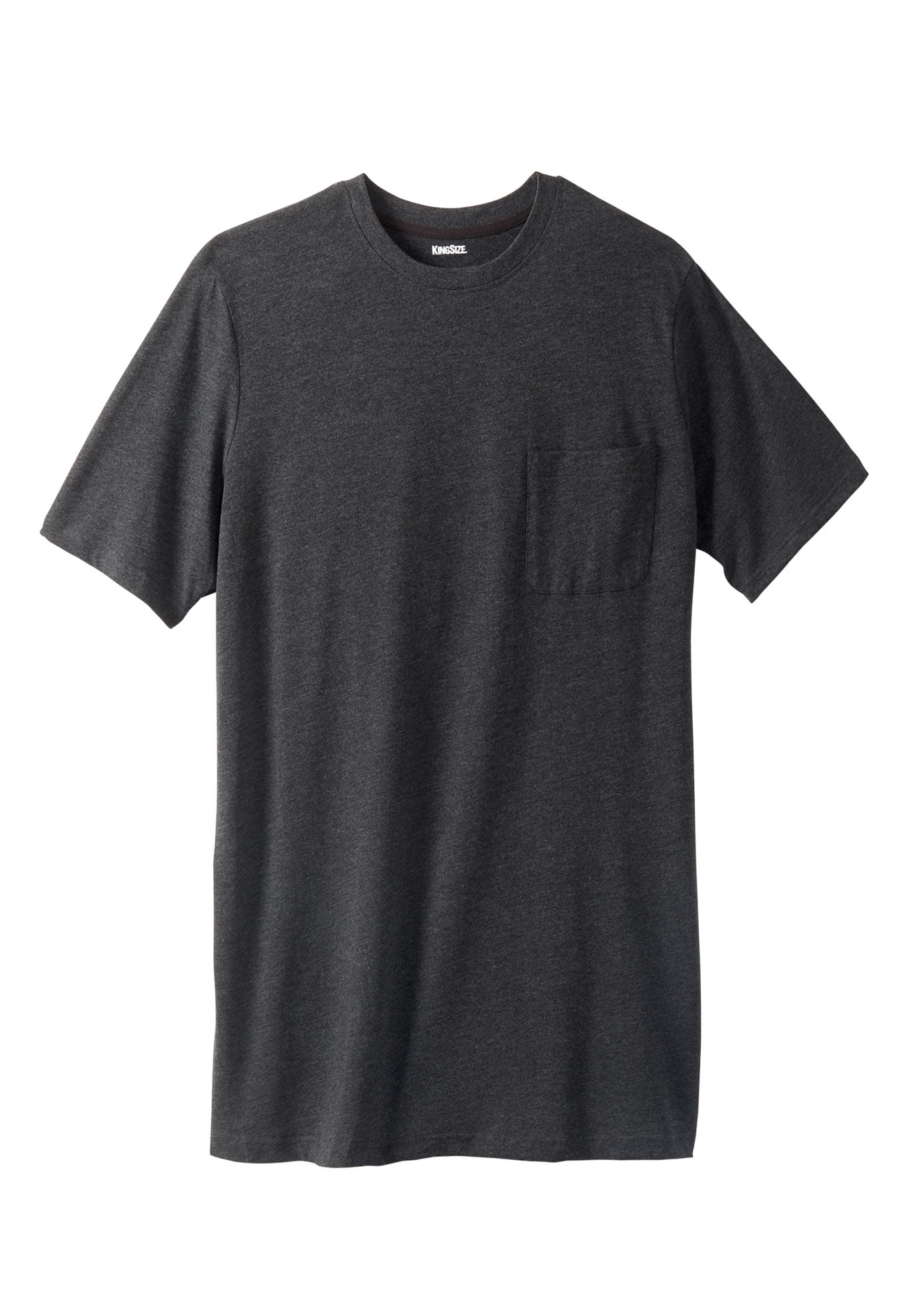 KingSize Mens Big & Tall Shrink-Less Lightweight Longer-Length Crewneck Pocket T-Shirt 