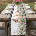 thumbnail image 4 of Easter Bunny Table Runner 60 Inches, Spring Daisy Flowers Rabbits Buffalo Plaid Bed Runner Dresser Scarves Tabletop for Indoor Outdoor Parties/Ceremony/Banquet, 13" x 60", 4 of 8