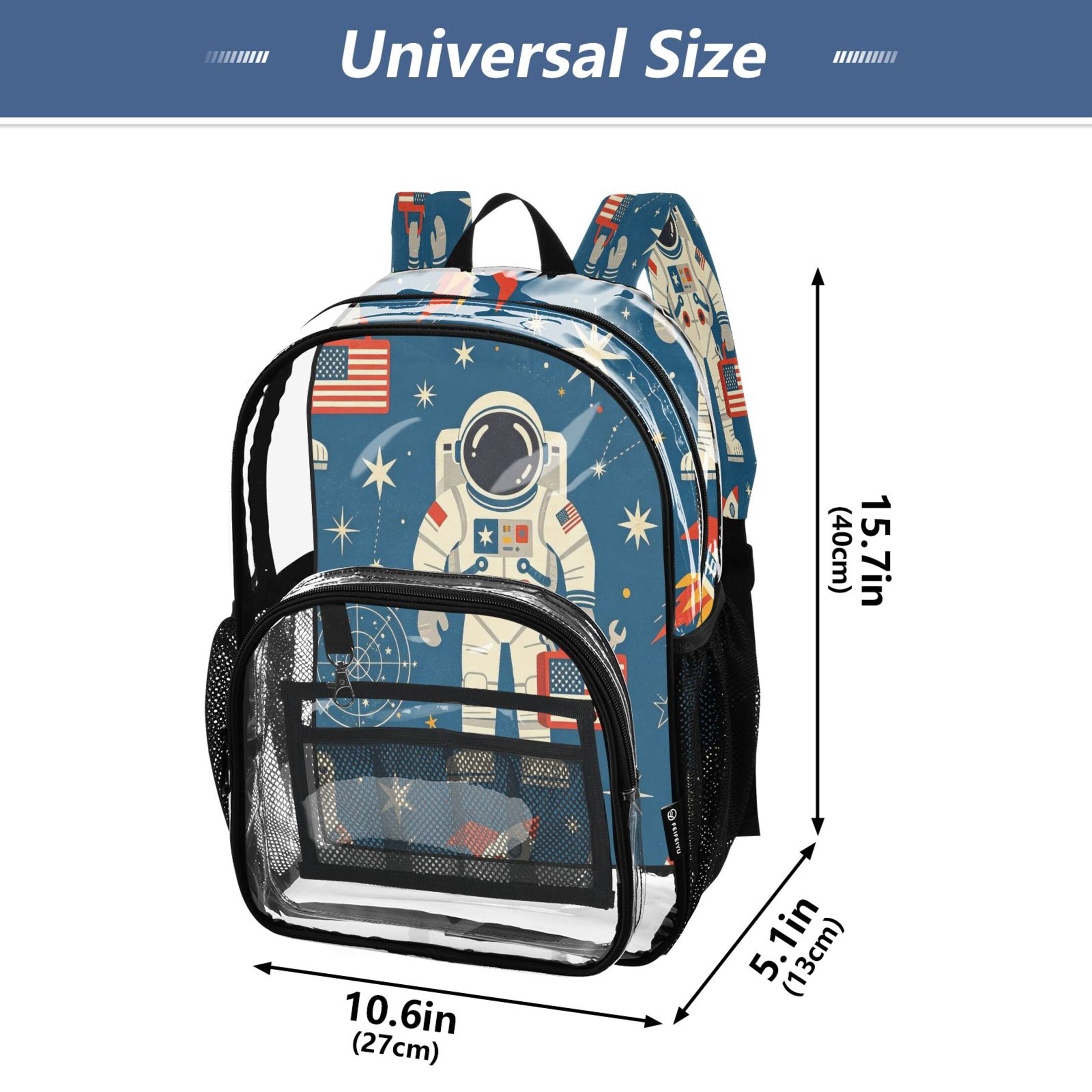 Iauyy Clear Backpack Heavy Duty PVC Transparent Backpack for College Workplace, Astro Tool