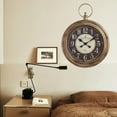 thumbnail image 4 of 18" Silent Wall Clock, Vintage Pocket Watch Design,Non-Ticking Quartz Battery Operated Decorative Clock for Living Room, Home, Office, Walnut Brown, 4 of 12