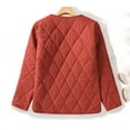 thumbnail image 4 of Lovskoo Womens Winter Coats Quilted Jacket Long Sleeve Diamond Plaid Pockets Collarless Lightweight Cotton Padded Jacket Red, 4 of 9
