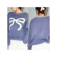 thumbnail image 2 of Michellecmm  Women Comfy Sweaters Casual Warm Bow Print Long Sleeve Pullover, 2 of 8