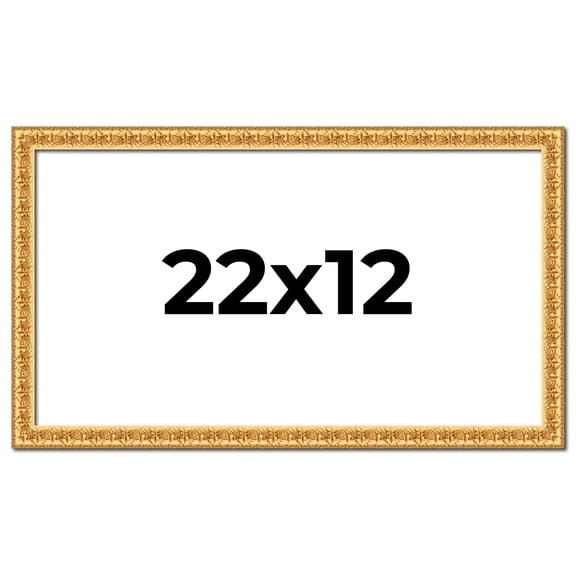 22x12 Frame Gold Real Wood Picture Frame Width 1 inches | Interior Frame Depth 0.5 inches | Edwina