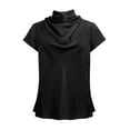 thumbnail image 4 of LIZUOJUNF Satin Blouses for Women Cowl Neck Short Sleeve Elegant Shirt Summer Tops Work Office Outfits, 4 of 4