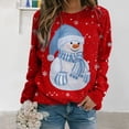 thumbnail image 4 of KZKR Womens Christmas Crewneck Long Sleeve Sweater, Cute Snowman Printing Tops Loose Casual Pullover, 4 of 4