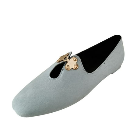 

Gzztg Womens Dress Shoes Low Heel Women S Heels Square Toe Casual Solid Color Nubuck Leather Flat