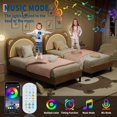 thumbnail image 6 of Twin Size Upholstered Platform Bed Frame with Adjustable LED Headboard, Sturdy Wooden Slats, Modern Smart Light Design, No Box Spring Needed for Bedroom, Yellow, 6 of 8
