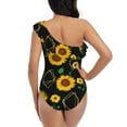 thumbnail image 5 of Gaeub Sunflowers3 Women's One Shoulder Ruffle Tummy Control Swimwear for Swimming Surfing Beach Party - Small, 5 of 8