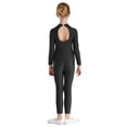thumbnail image 2 of Kaerm Girls Rhinestones Long Sleeve Unitard Full Body Stretch Gymnastics Leotard Dance Bodysuits Black 14, 2 of 6