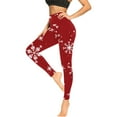 thumbnail image 5 of Women's High Waisted Slim Fit Yoga Pants Stretchy Workout Full Length Leggings Snow/Buffalo Print Capris Red,M, 5 of 5