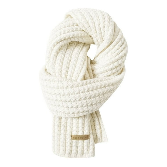 UJNDER Women's Knitted Shawl Cozy Winter Scarf Made From Thick Wool for Couples Stylish and Warm White