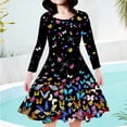 thumbnail image 2 of Robes pour Adolescents Imprimé Coquille Robe à Manches Longues Motif Élégant Midi pour Fêtes Robe pour Tout-Petits Noir 6-7 Ans, 2 of 3