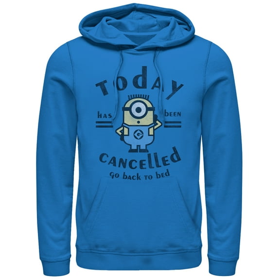 Men's Despicable Me Minion Today Cancelled  Pull Over Hoodie Royal Blue X Large