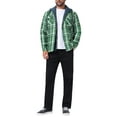 thumbnail image 2 of INSPIRE CHIC Men's Quilted Jacket Drawstring Hooded Zipper Padded Plaid Shacket L Dark Green, 2 of 6