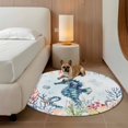thumbnail image 2 of Coastal Seahorse Round Area Rug 3.3Ft Washable Circle Rugs for Dining Room Table, Marine Coral Turtle Jellyfish Oceans Non-Slip Carpet Floor Mats Indoor Outdoor Carpet Runner Aesthetic Home Decor, 2 of 8