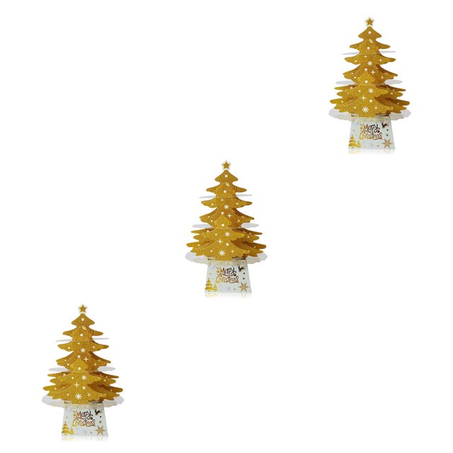 Toystoory Árbol de Navidad de , decoración de Navidad Artificial, blanco cálido, funciona con pilas, ambiente, de comedor, adorno dorado Oro 3Conjunto