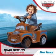 Kid Trax Toddler Disney Cars 3 Tow-Mater Electric Quad Ride-On, Kids 1.5-3 Years Old, 6 Volt Battery and Charger Included, Max Weight 44 lbs, Tow-Mater brown