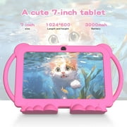 7 Inch Kids Tablet, Android Toddler Tablet for Kids, 4GB RAM+32GB ROM, Quad-core Processor, Parental Control, 1024x600 HD Screen, 3000mAh Battery, 8MP Camera Tablets PC with Silicone Case, Pink