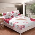 thumbnail image 3 of YST Draps d'Été Mode pour Femmes Filles Robes Roses Drap-Housse Taille Simple 2 Pcs Ensemble Plage Hawaii Literie Girly Mignon Cœur Imprimé Décor Housse de Lit Ultra Douce Microfibre Draps, Rouge Blanc, 3 of 6