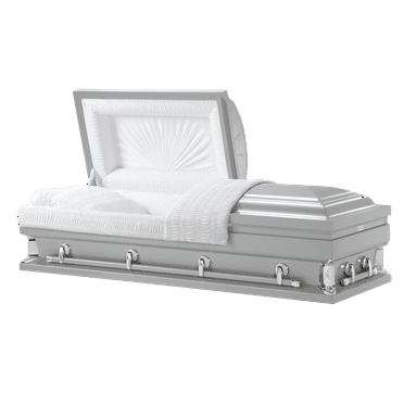 Casket Emporium Goliath Silver Casket, Oversized various sizes 18 guage non-sealed steel, half-Couch Casket