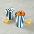 thumbnail image 2 of Restaurantware-Bio Tek 16 Ounce French Fry Cups, 100 Disposable French Fry Holders - With Fold-Down Cover, Tab Lock Closure, Striped Paper Cups, For Onion Rings, Chips, or Popcorn, Stackable, 2 of 10