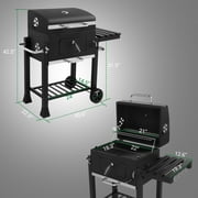 Zintown BBQ Charcoal Grill Outdoor Barbecue Pit Smoker with Double Grill,Liftable Charcoal Tray