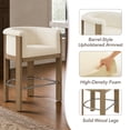 thumbnail image 5 of CHITA Modern Upholstered Bar Stools Set of 2, Counter Height Bar Stools with Curved Barrel Back & Rubberwood Frame, Cream Fabric, 5 of 18