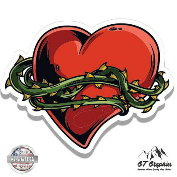 Heart Thorns Love - 12" Vinyl Sticker Waterproof Decal