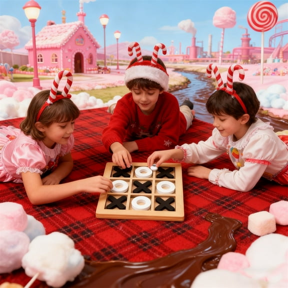 Eespoir Noughts And Crosses Kids Children Board Games, Indoor Playing Tac-toe Game, Family Strategy Game for Travel, Parties, Learning and Fun(Black)