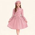 thumbnail image 2 of Girls Dress and Beret Set Pink 2-Piece Outfit Fit and Flare Sweet Tween Party Dress for Easter Birthday 8-13 Years Wrinkle Resistant,Size 10-11 T, 2 of 9