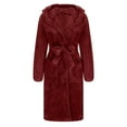 thumbnail image 5 of Luxalzxs Robes for Women, Rabbit Ear Hooded Bath Robe Solid Color Soft Plush Bathrobes Bunny Animal Homewear Sleepwear Sherpa Shaggy Bathrobe Nightgowns, Valentines Day Gifts for Women, 5 of 5