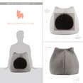 thumbnail image 4 of Best Friends by Sheri Meow Hut in Fur Cover Dome Cat and Dog Bed, Gray, Small, 4 of 5