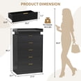 thumbnail image 5 of Pusnapku 5 Drawer Dresser, 45" Tall Fluted Chest of Drawers with Charging Station, LED Light, Vertical Wood Storage Dressers for Living Room, Entryway, 5 of 9