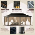 thumbnail image 3 of HOTEEL 12' x 20' Hardtop Gazebo, Heavy Duty Galvanized Steel Double Roof, Permanent Design, with Net and Curtain, Aluminum Frame, Suitable for Patio, Backyard, Deck and Lawn (Brown), 3 of 10
