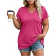 thumbnail image 2 of Nugftut Womens Puls Size Tops Short Sleeve V Neck T-Shirts Solid Color Casual Shirts, 2 of 5