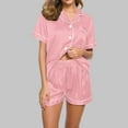 thumbnail image 2 of UNITWRY Pajamas Set for Women 2 Piece PJ Sets Lapel Neck Button Down Short Sleeve Top with Shorts Solid Color Loungewear for Summer Sleepwear Causal Home Clothes Sleep Nightwear Outfits, 2 of 4