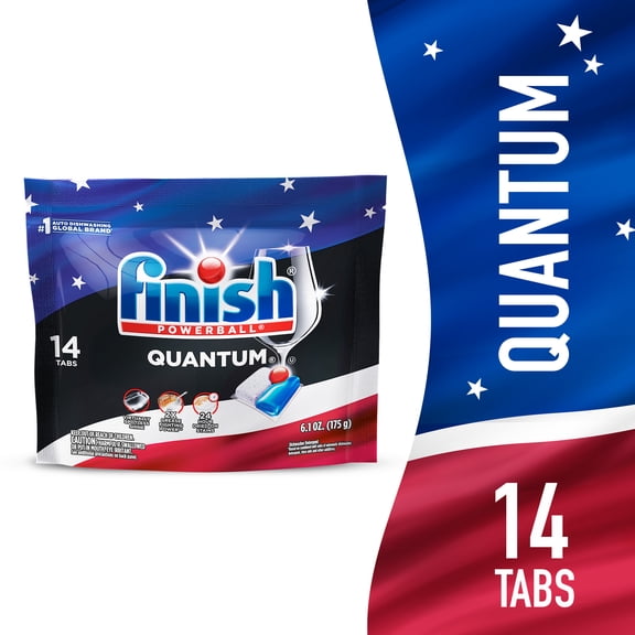 Finish Quantum Dishwasher Pods, No Pre-Rinse Dishwasher Detergent Tabs Soap, Advanced Clean, 14 Count