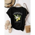 thumbnail image 1 of Women's Lemon Print Casual T-Shirt - Short Sleeve, Crew Neck, Stretchy Cotton Blend, Machine Washable - Perfect for Spring & Summer, 1 of 5