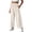 White, variant on Riecok Summer Linen Pants for Women Elastic Waist Palazzo Pants Ruched Loose Trousers Casual Clothes with Pockets