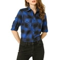 thumbnail image 3 of MODA NOVA Junior's Check Roll Up Sleeves Flap Pockets Brushed Shirt, 3 of 6