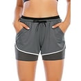 thumbnail image 1 of Women Workout Training Fitness Running Shorts Double Layer Active Yoga Gym Sport Shorts With Pockets, 1 of 5