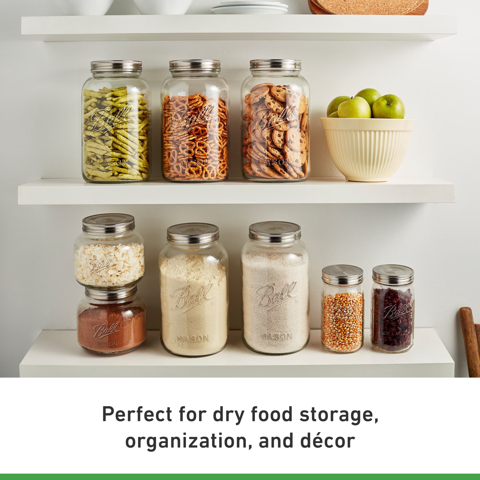 (2 pack) Ball Decorative Mason Jar with One Piece Stainless Steel Lid, gal. (128oz.)