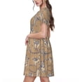 thumbnail image 2 of Naloa Cactus Alpaca Print Womens Summer A-Line Dress with Pockets,Short Sleeve Dresses,Flowy Beach Swing Dress for Vacation Travel, 2 of 6
