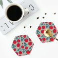 thumbnail image 4 of Honeii Tomato print Leather Coaster Set of 4, ideal for safeguarding your furniture from drinks spills and effortless cleanup-Hexagon, 4 of 6
