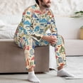 thumbnail image 7 of Honeii Famous Places Pattern Mens Pajamas Set,2pcs Men's Lounge Long Sleeve Sleep Shirt and Pajama Bottoms Sleepwear Set,Mens Pjs Sets-XX-Large, 7 of 7