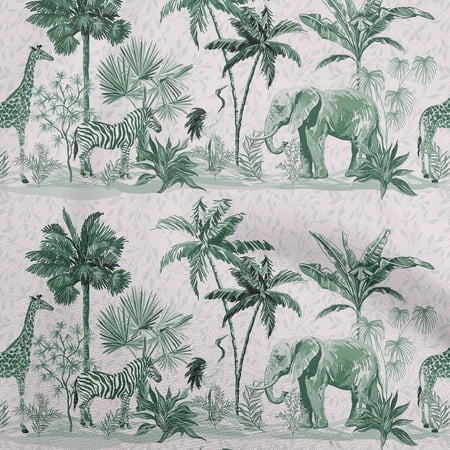 oneOone Cotton Cambric Green Fabric Tropical Sewing Craft Projects Fabric Prints By Yard 56 Inch Wide