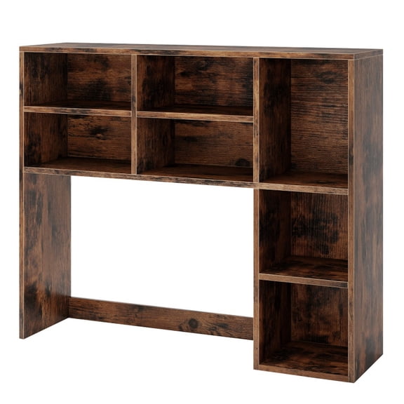 Furnibear Desktop Bookshelf with 7 Open Cubbies and 3 Adjustable Shelves Rustic Brown, 37" x 10" x 31"