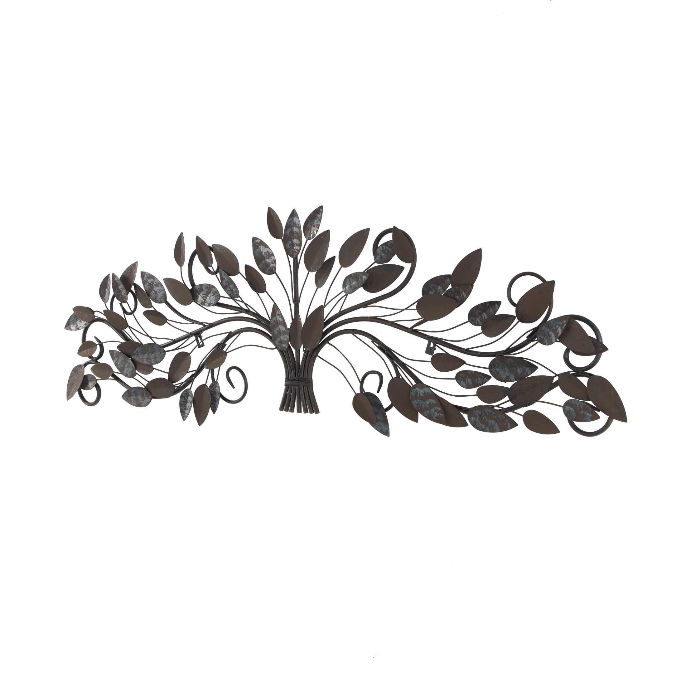 DecMode Blue Metal Leaf Wall Decor with Beaded Accents