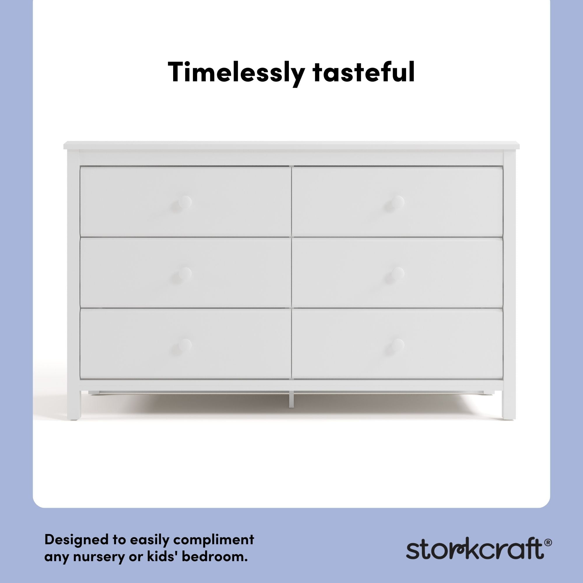 Storkcraft Alpine 6 Drawer Nursery Double Dresser, White